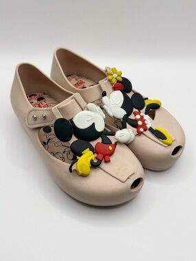 MINI MELISSA Ultragirl Disney Twins Mary Jane Shoes Girls Size 11 Nude/Pink